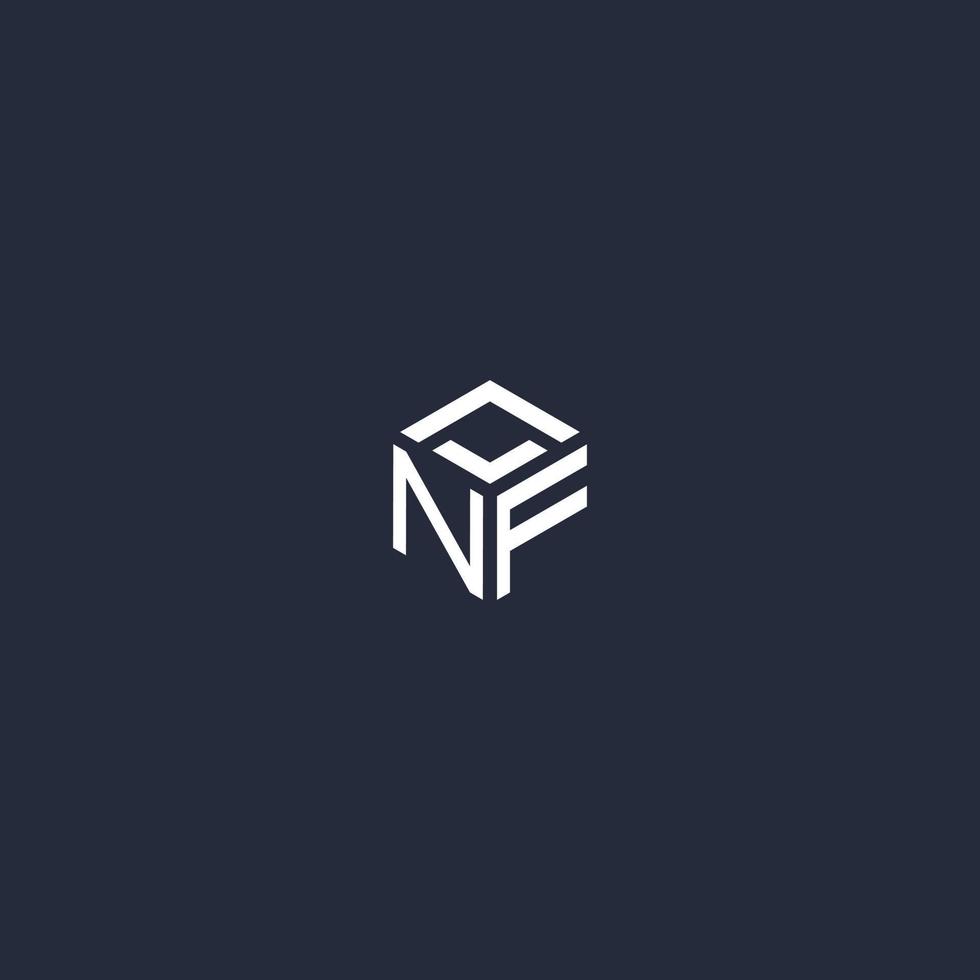NF initial hexagon logo design vector