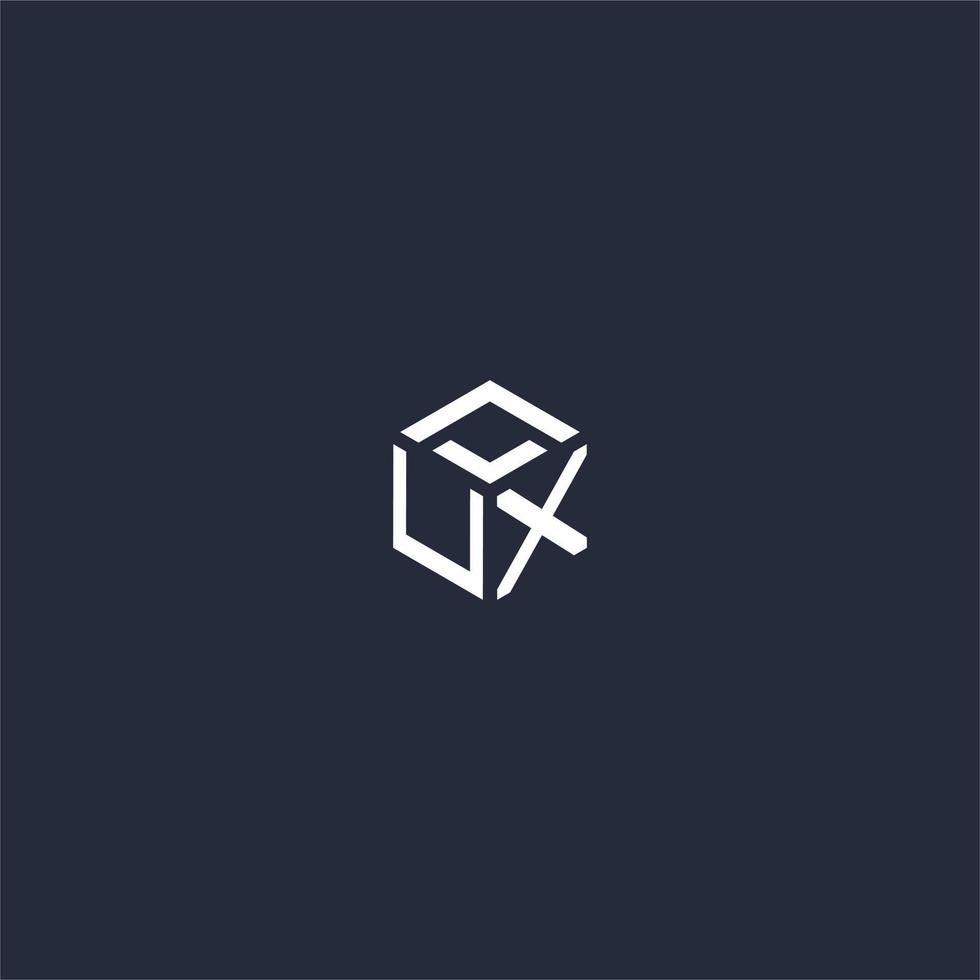UX initial hexagon logo design vector