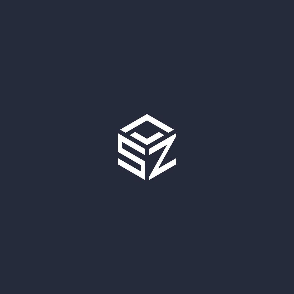 SZ initial hexagon logo design vector