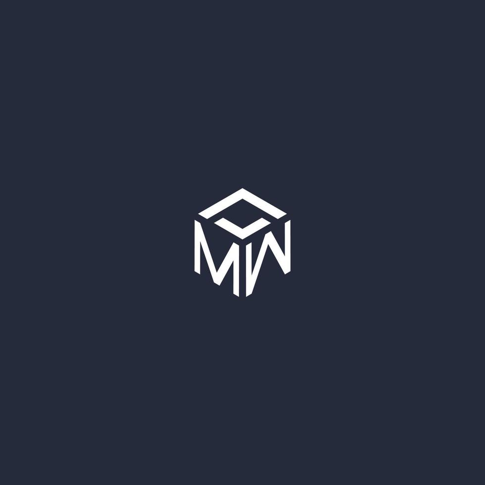 MW initial hexagon logo design vector