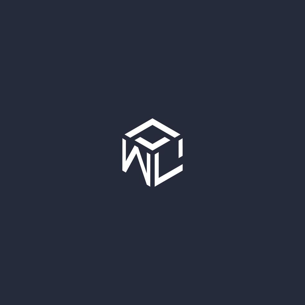 diseño de logotipo hexagonal inicial wl vector