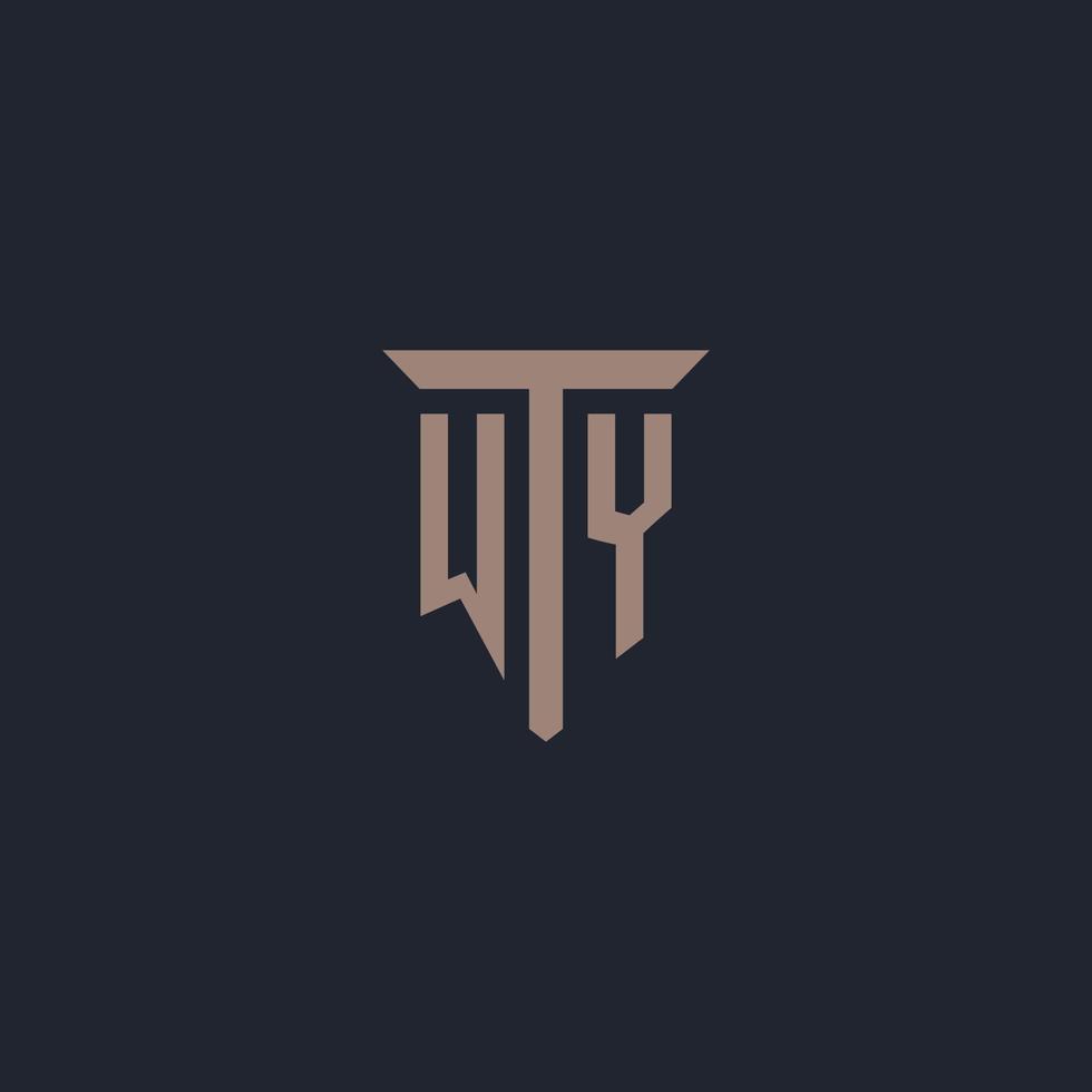 WY initial logo monogram with pillar icon design vector