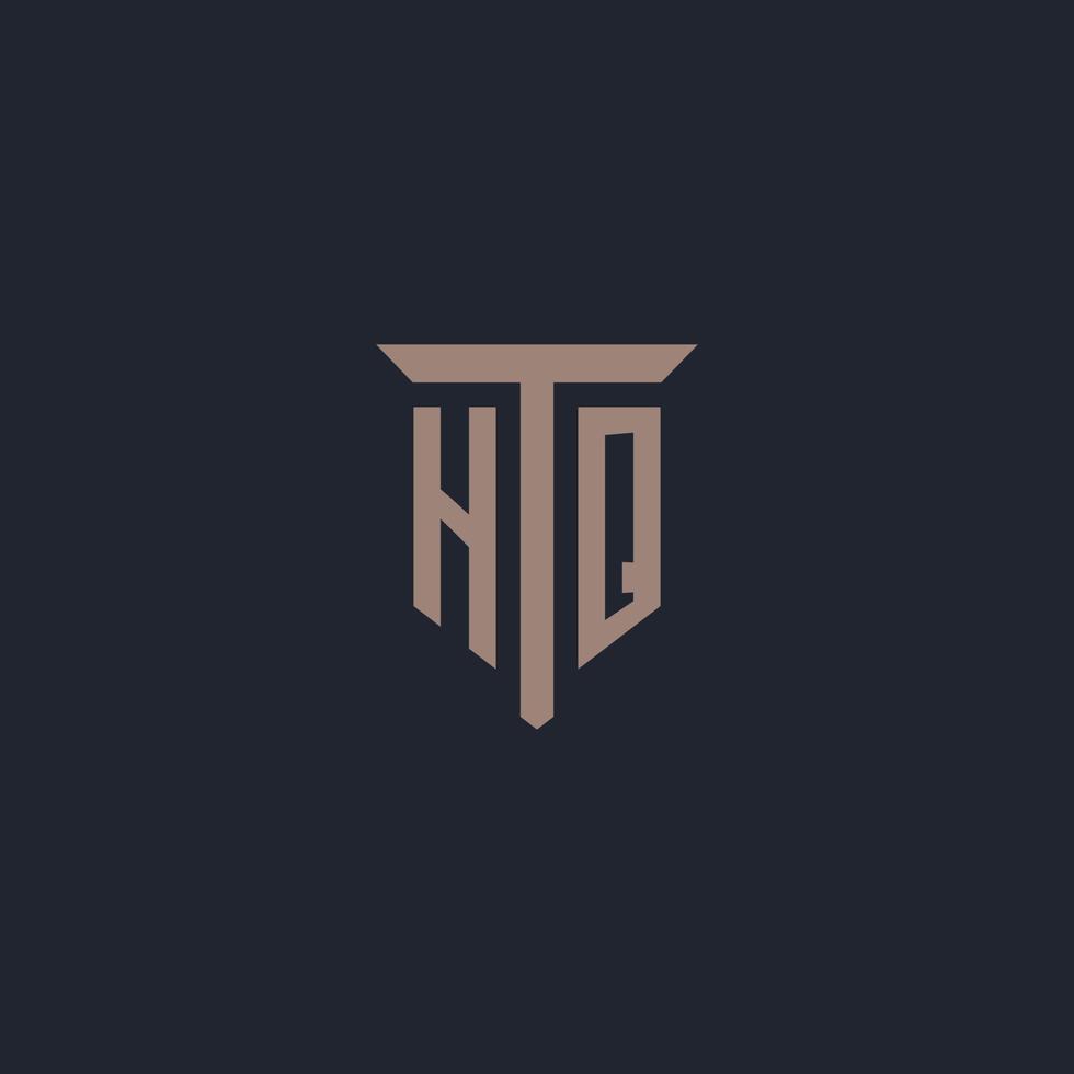 HQ initial logo monogram with pillar icon design vector