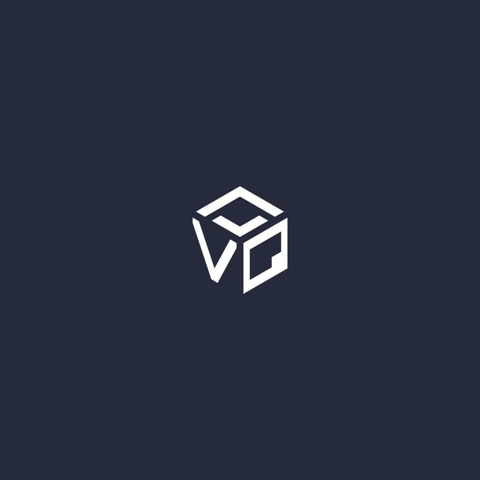 VQ initial hexagon logo design vector