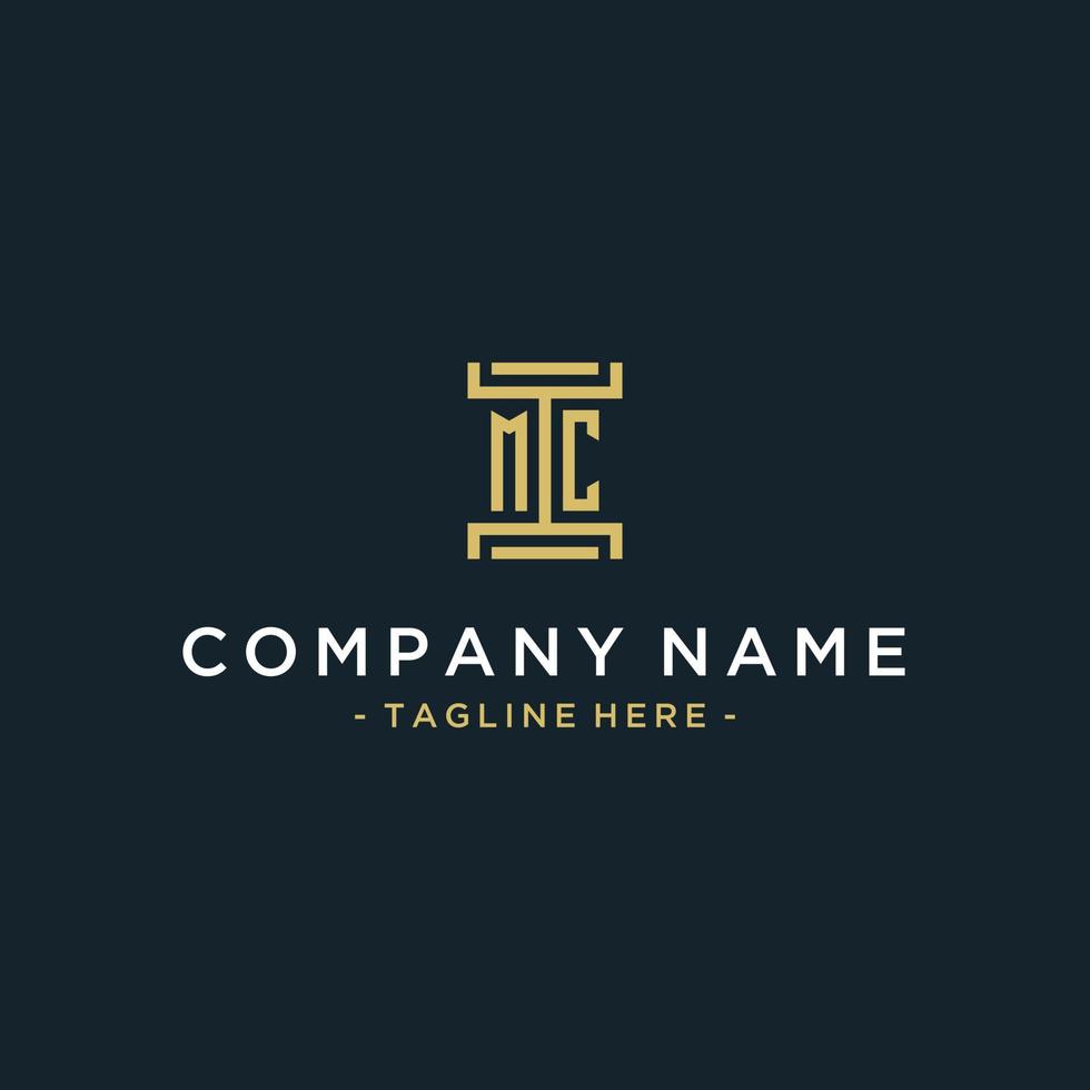 MC initial logo monogram design for legal, lawyer, attorney and law firm vector