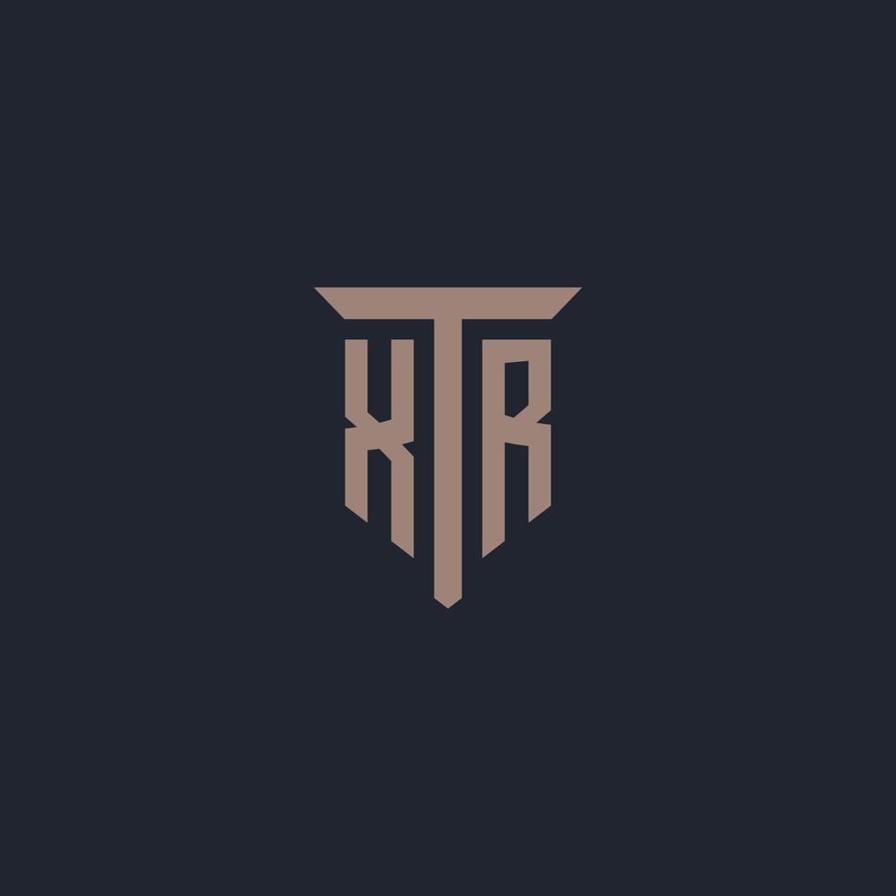 monograma del logotipo inicial xr con diseño de icono de pilar vector