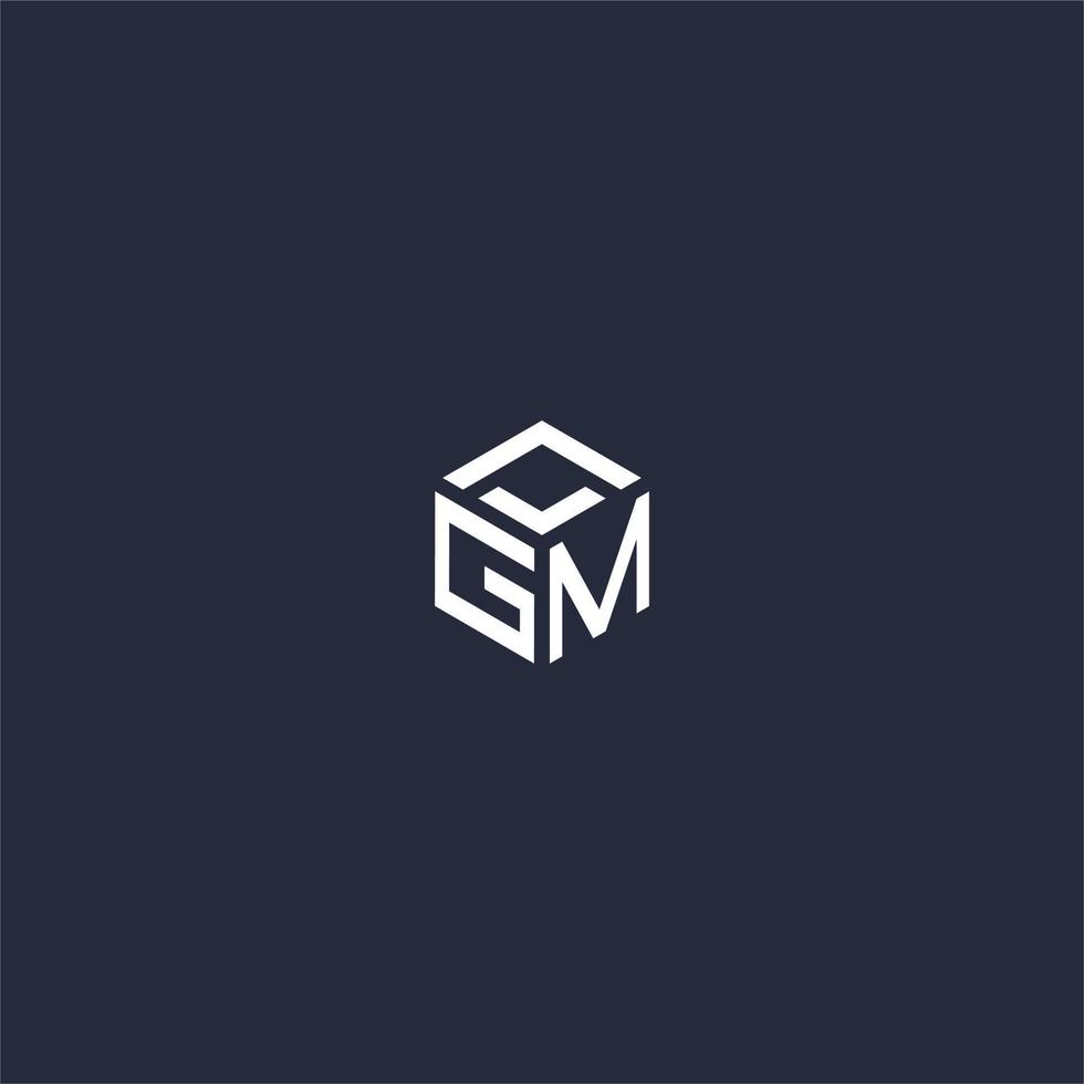 GM initial hexagon logo design vector