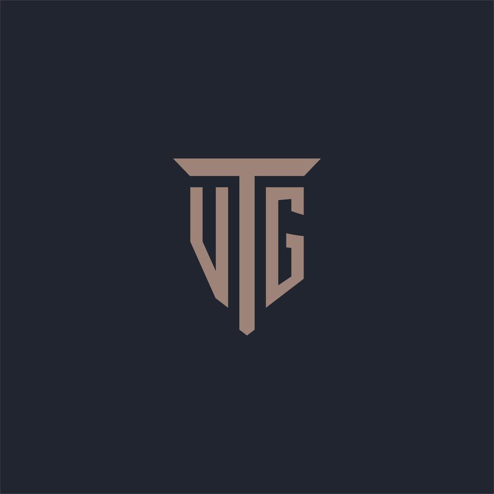VG initial logo monogram with pillar icon design vector