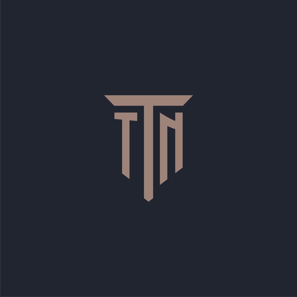 TN initial logo monogram with pillar icon design vector