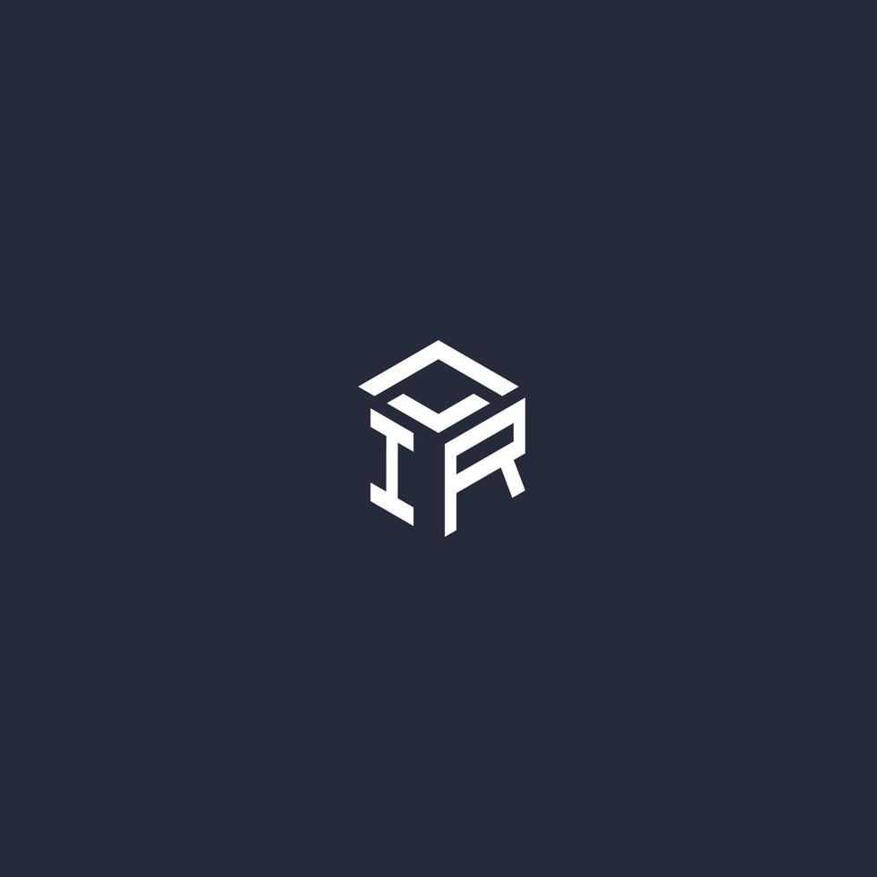 IR initial hexagon logo design vector