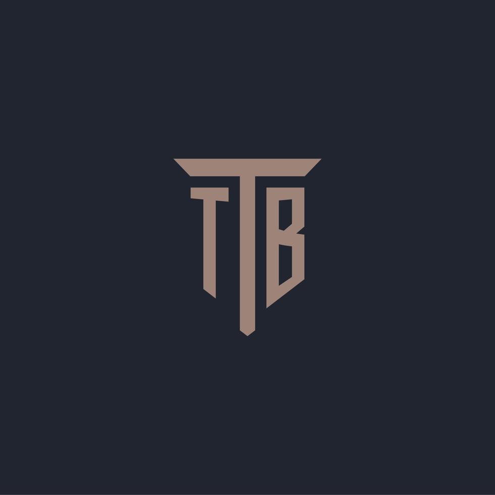 monograma del logotipo inicial de tb con diseño de icono de pilar vector