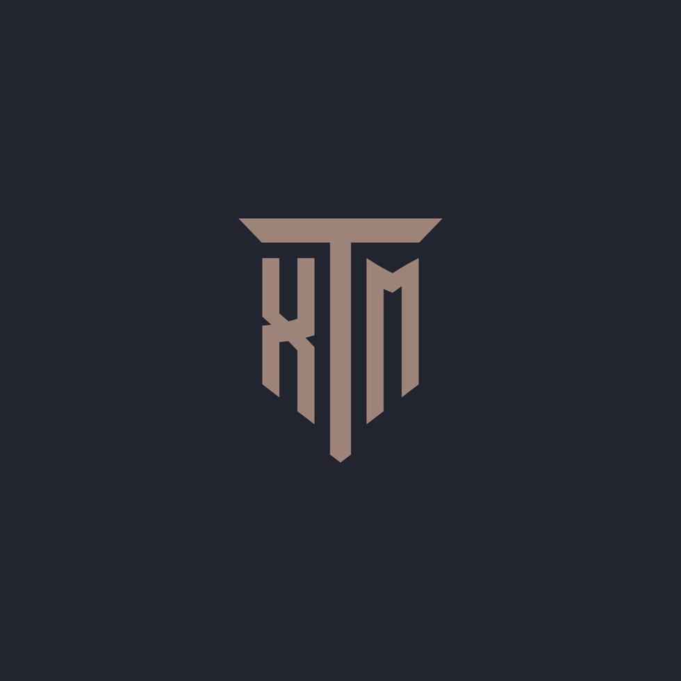 XM initial logo monogram with pillar icon design vector