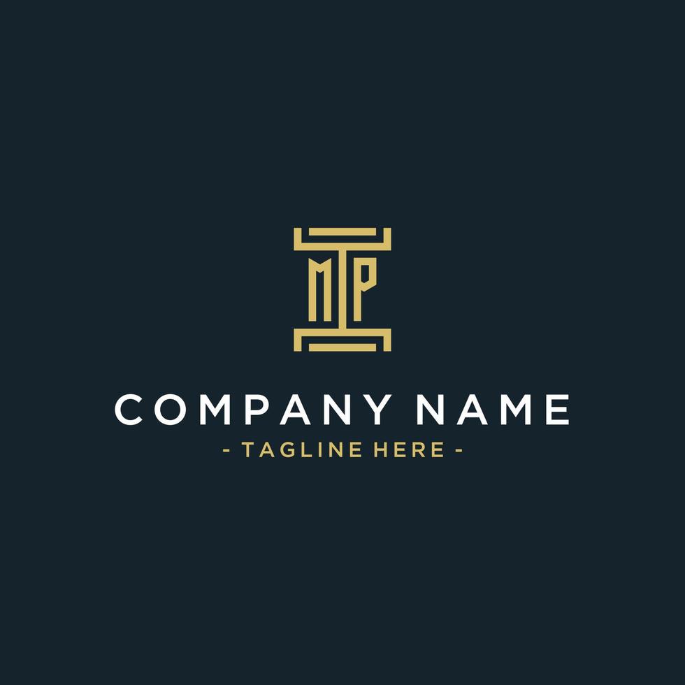 MP initial logo monogram design for legal, lawyer, attorney and law firm vector