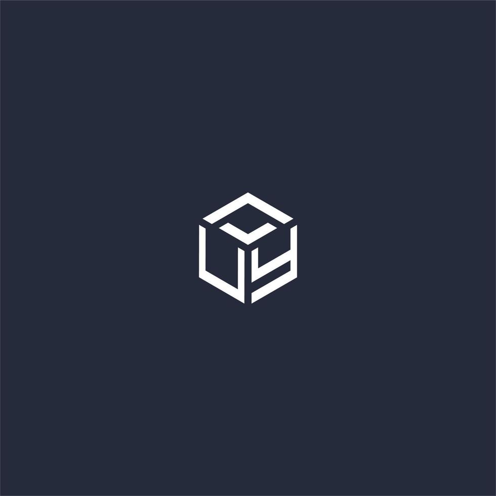 UY initial hexagon logo design vector
