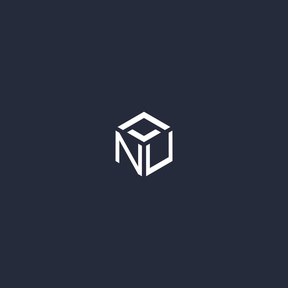 NU initial hexagon logo design vector