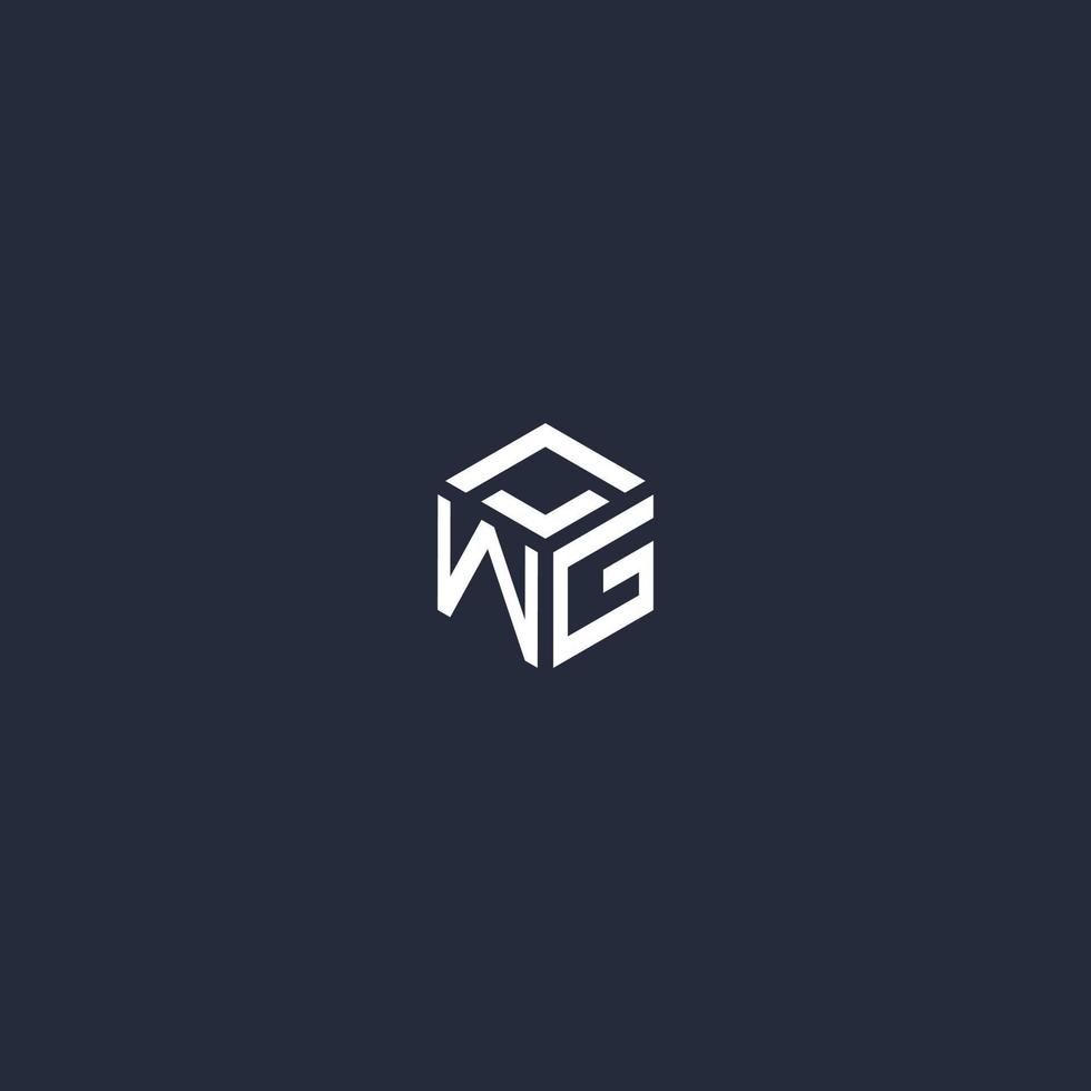 WG initial hexagon logo design vector