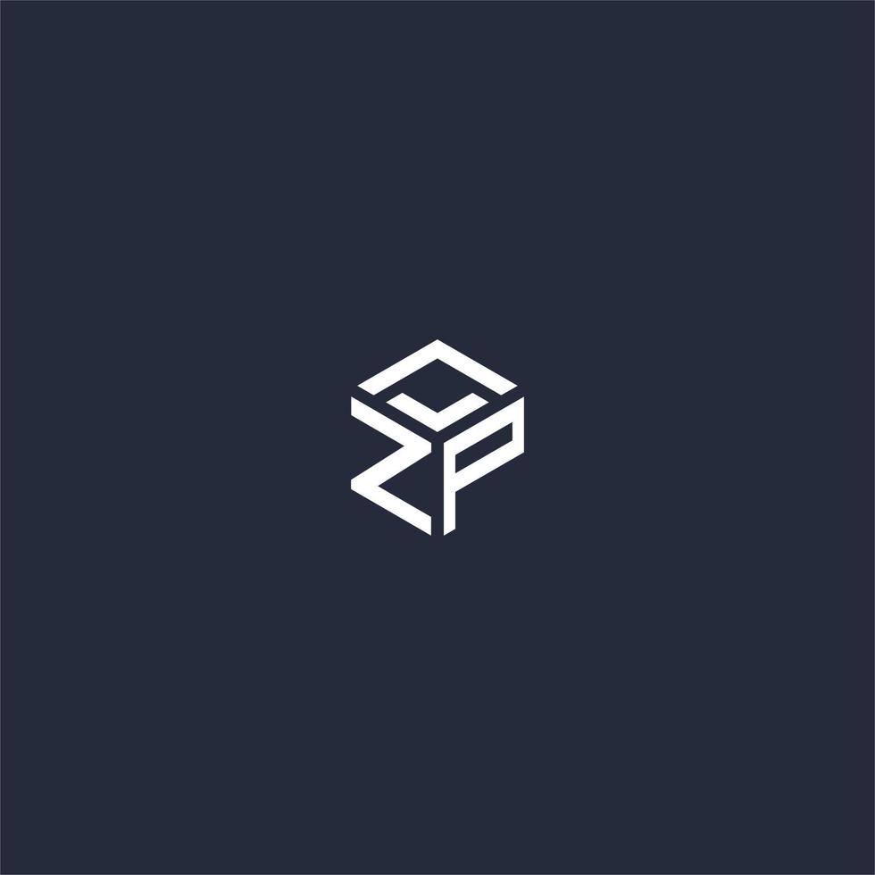 ZP initial hexagon logo design vector