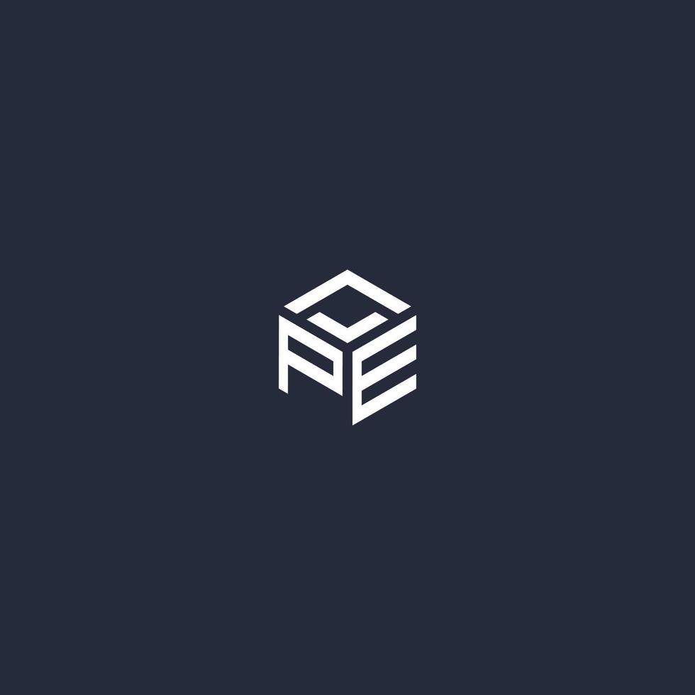 PE initial hexagon logo design vector