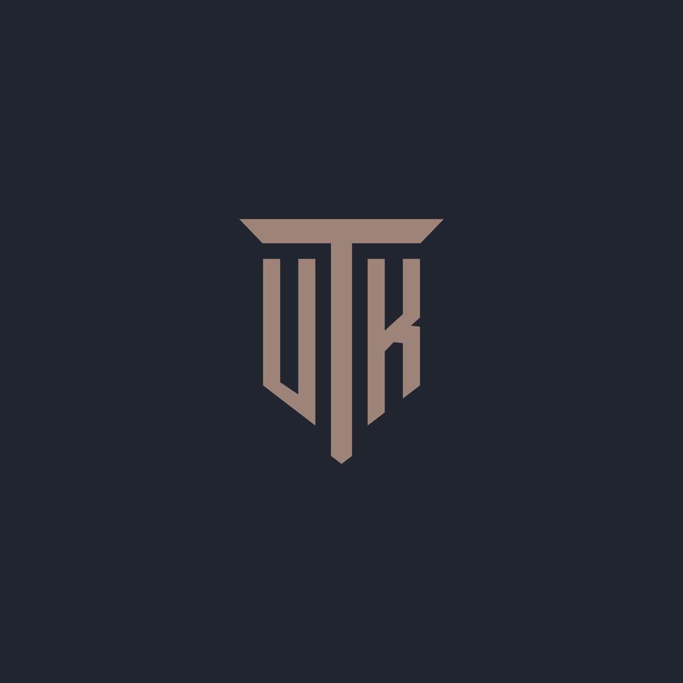 UK initial logo monogram with pillar icon design vector