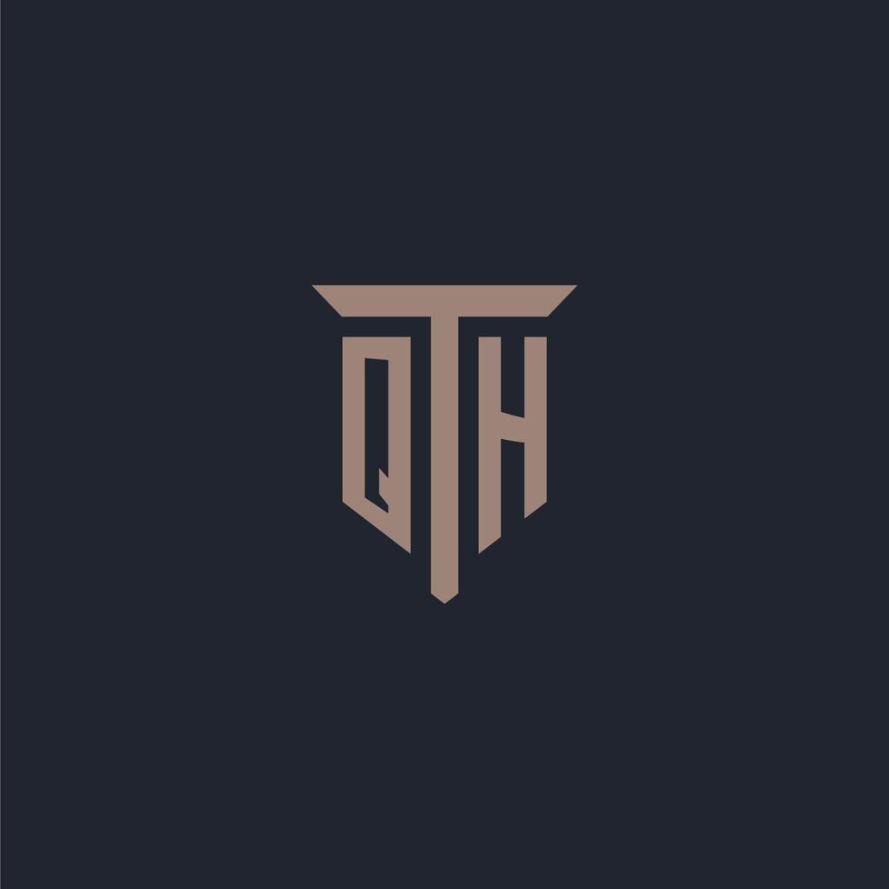 QH initial logo monogram with pillar icon design vector
