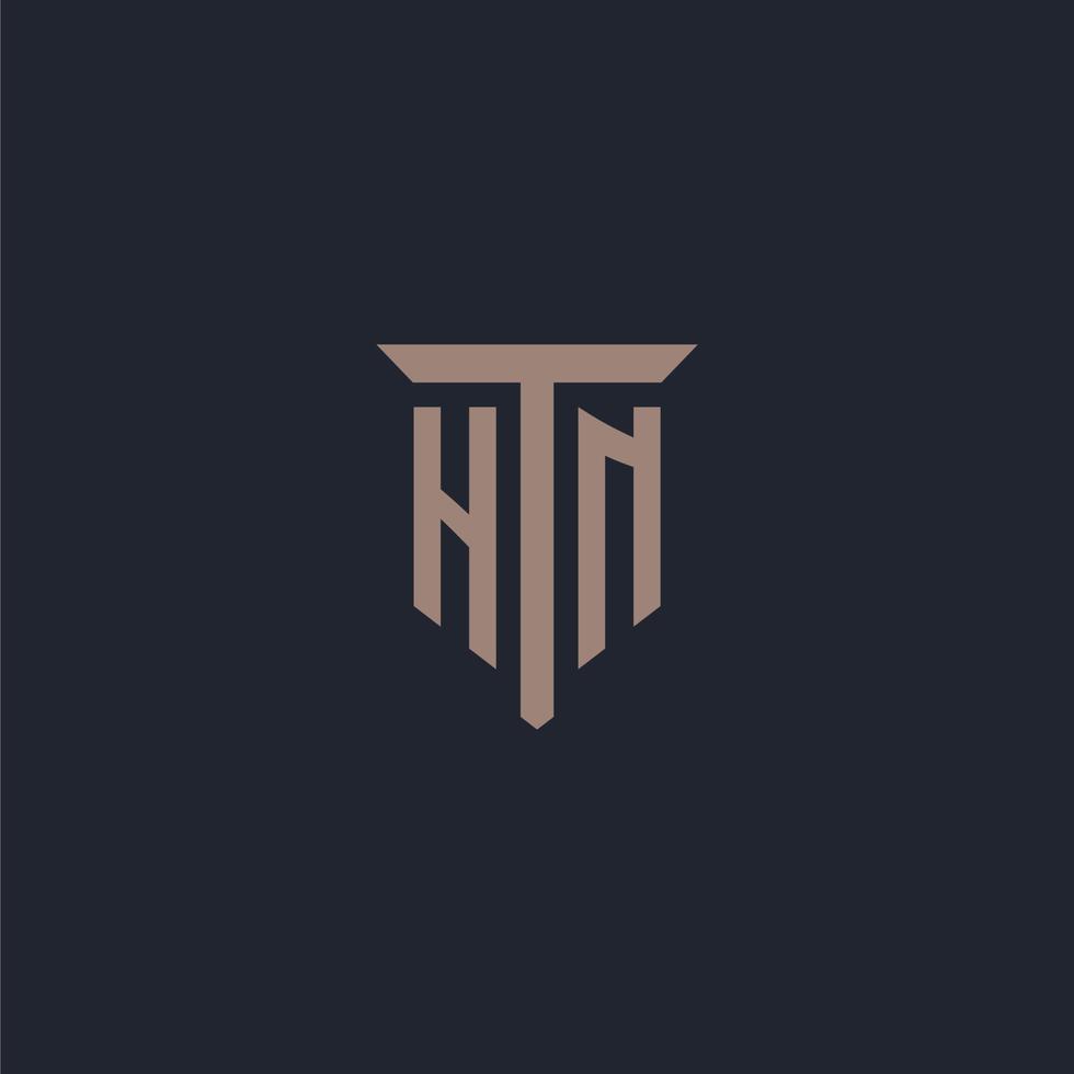 monograma del logotipo inicial hn con diseño de icono de pilar vector