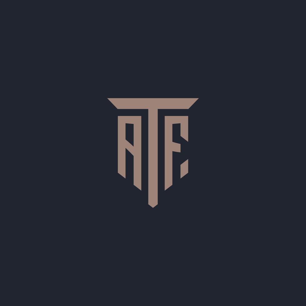 AF initial logo monogram with pillar icon design vector