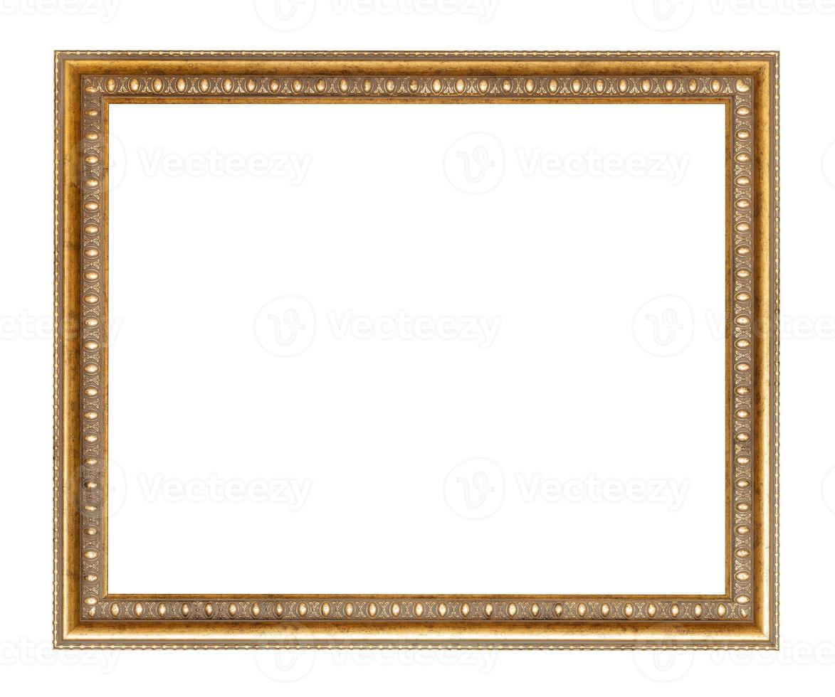 empty wide golden carved wooden picture frame photo