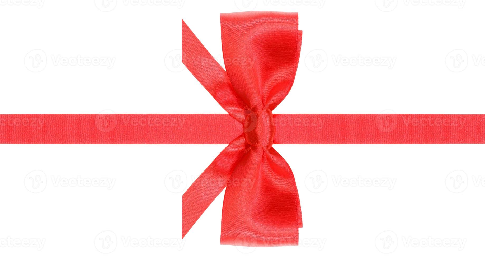 symmetric red bow with horizontal cuts on ribbon photo