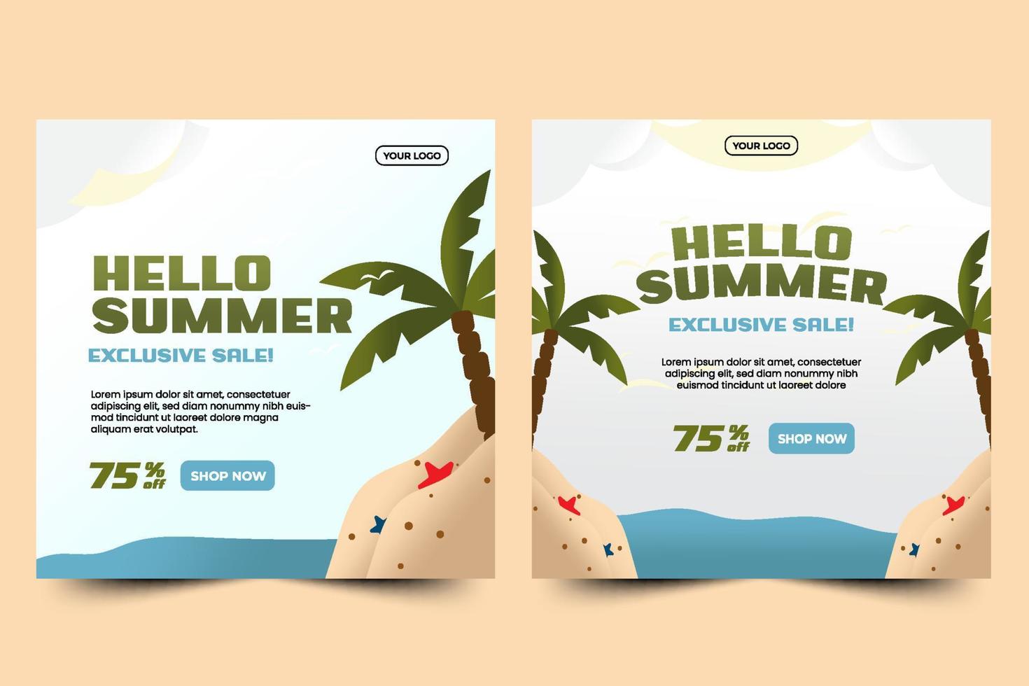 Summer Graphic template Editable Simple and Elegant Design vector