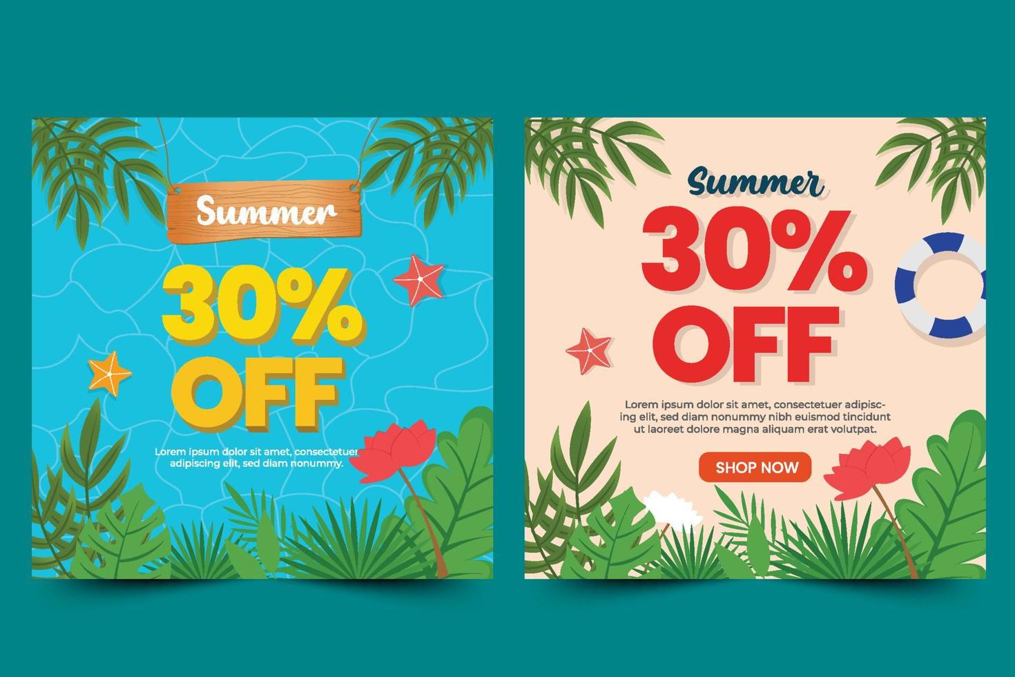 Summer Graphic template Editable Simple and Elegant Design vector