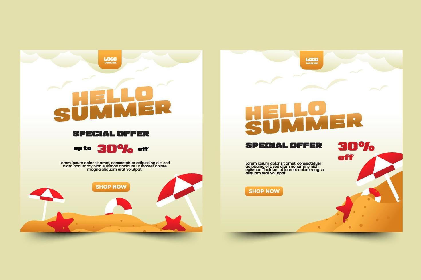 Summer Graphic template Editable Simple and Elegant Design vector