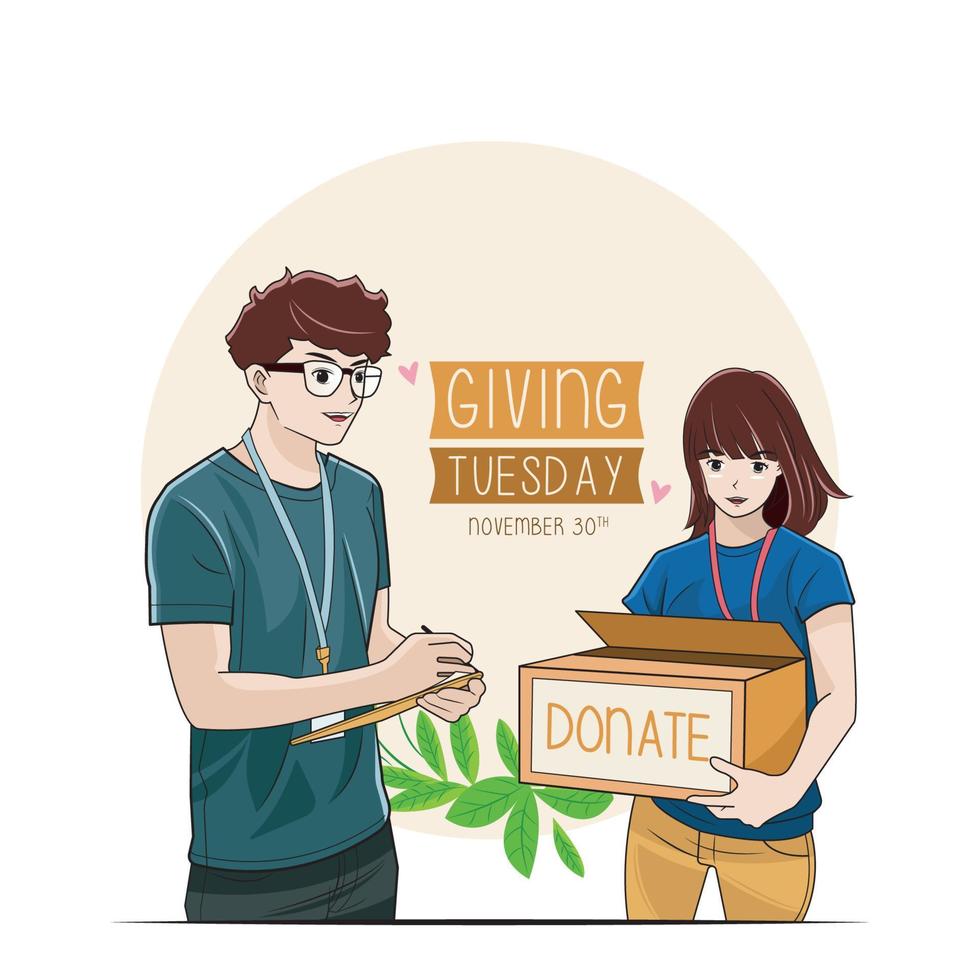 Giving tuesday celebration with give gift vector illustration free download