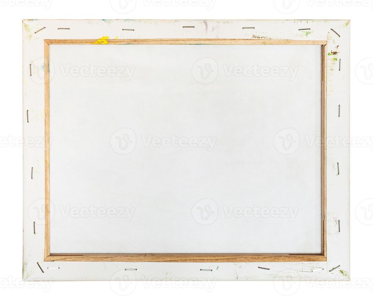 back side of primed canvas stretched over frame photo