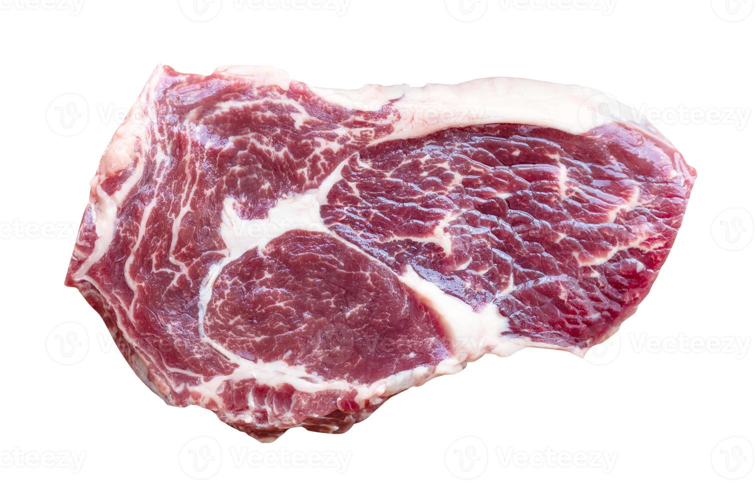 raw marble beef steak isolated on white photo