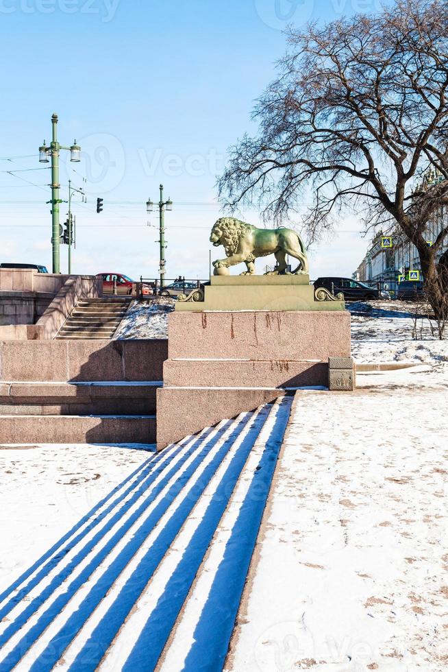 statue of Guard lion near Palace Bridge photo
