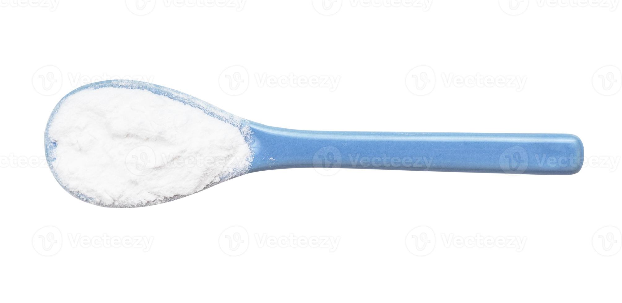 view of potato starch in ceramic spoon isolated photo