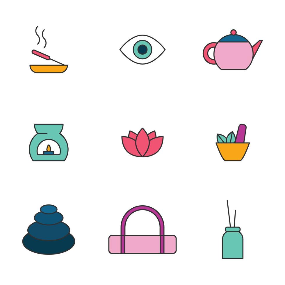 Outlined Yoga Elements vector