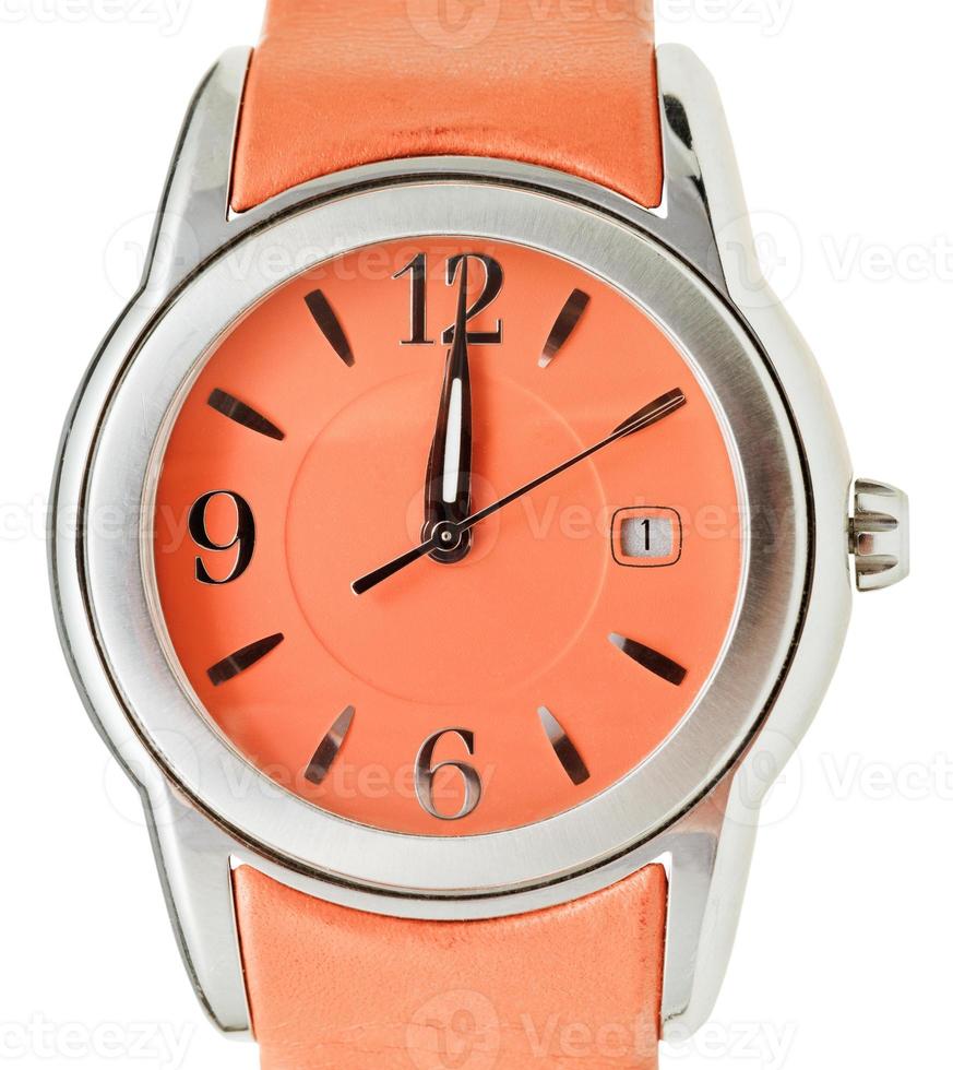 Twelve O clock On Dial Of Orange Wristwatch 11393301 Stock Photo At french-alphabet