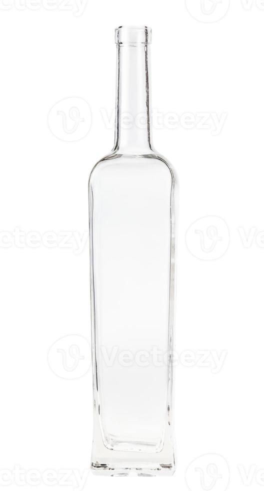 empty clear wine bottle isolated on white photo