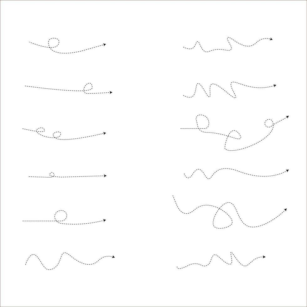 Set of dashed line arrows vector