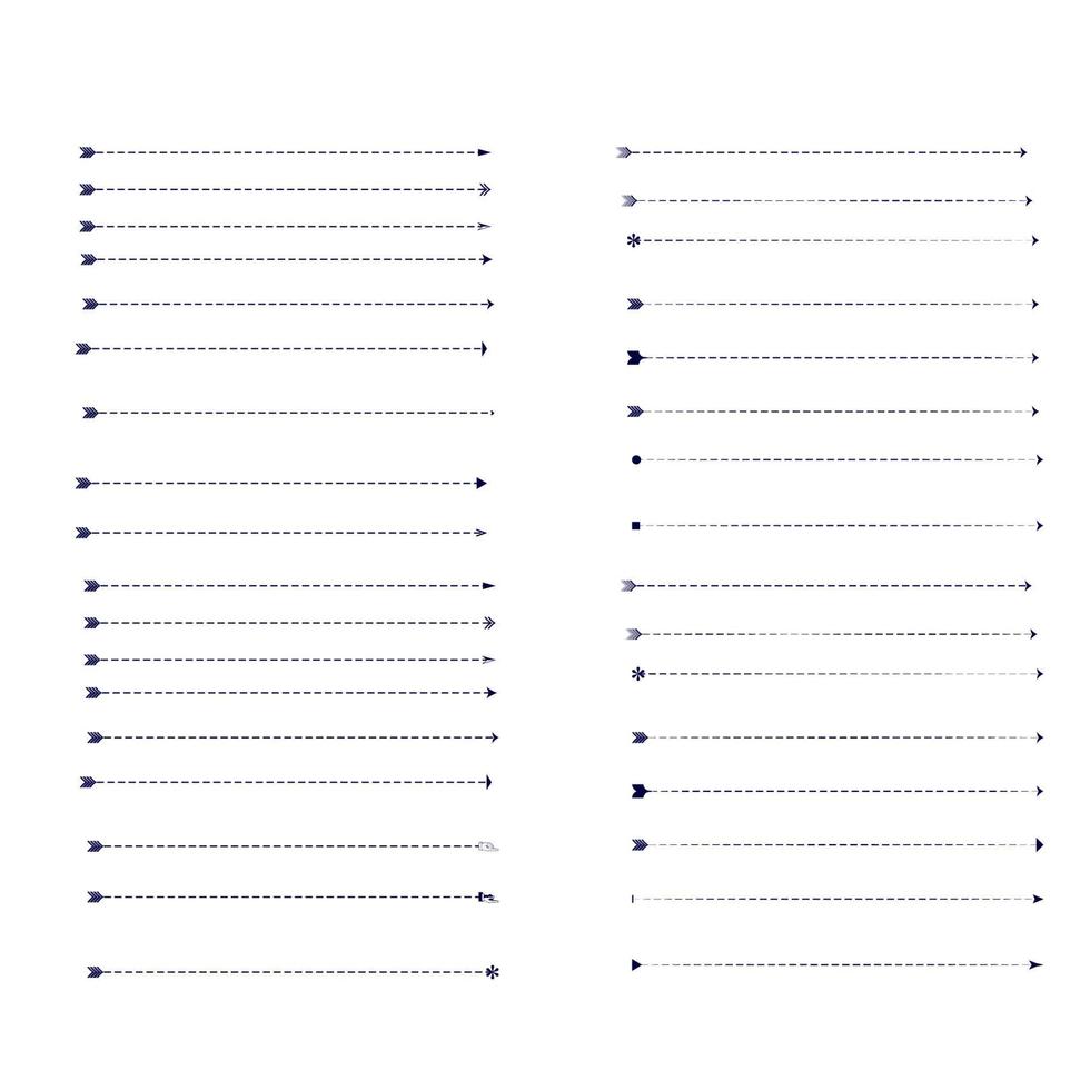 Set of dashed line arrows vector