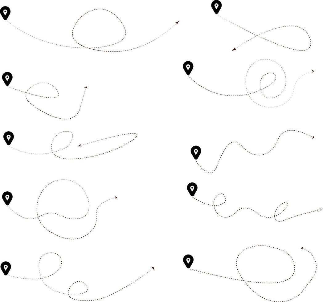 Set of dashed line arrows vector