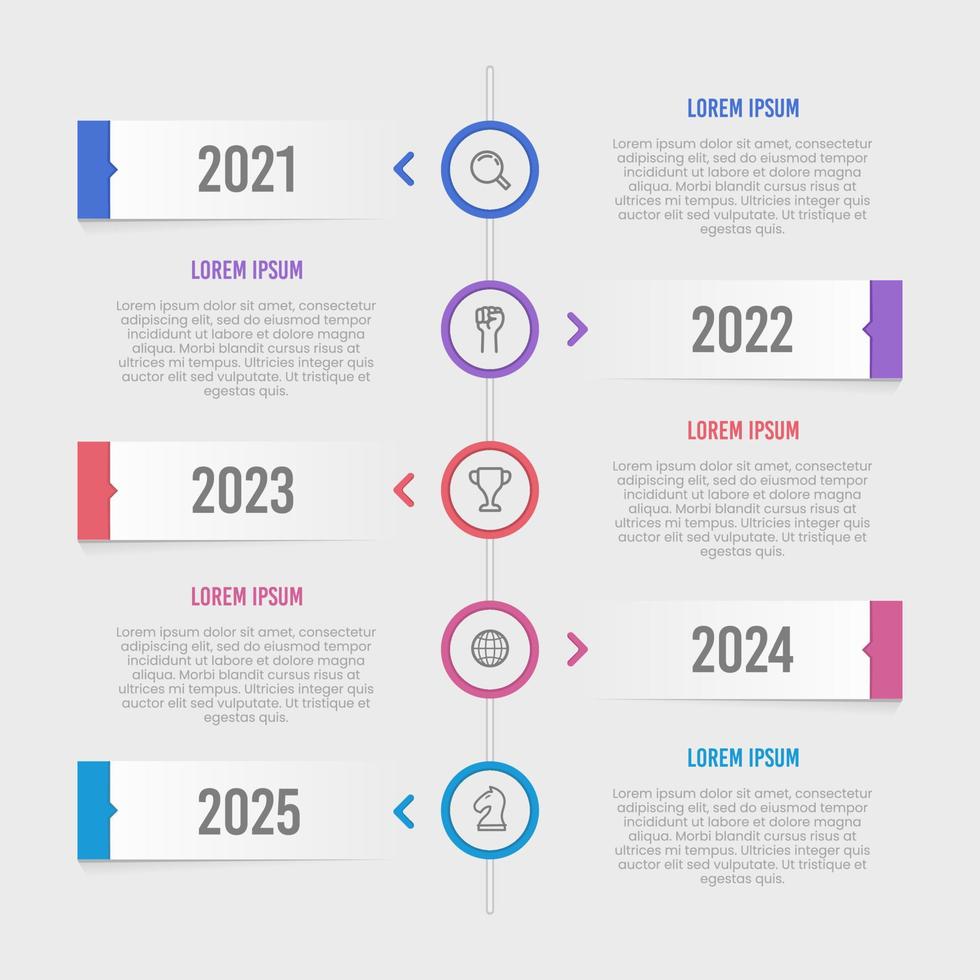 infografía plantilla de línea de tiempo simple 5 años comienzan al éxito vector