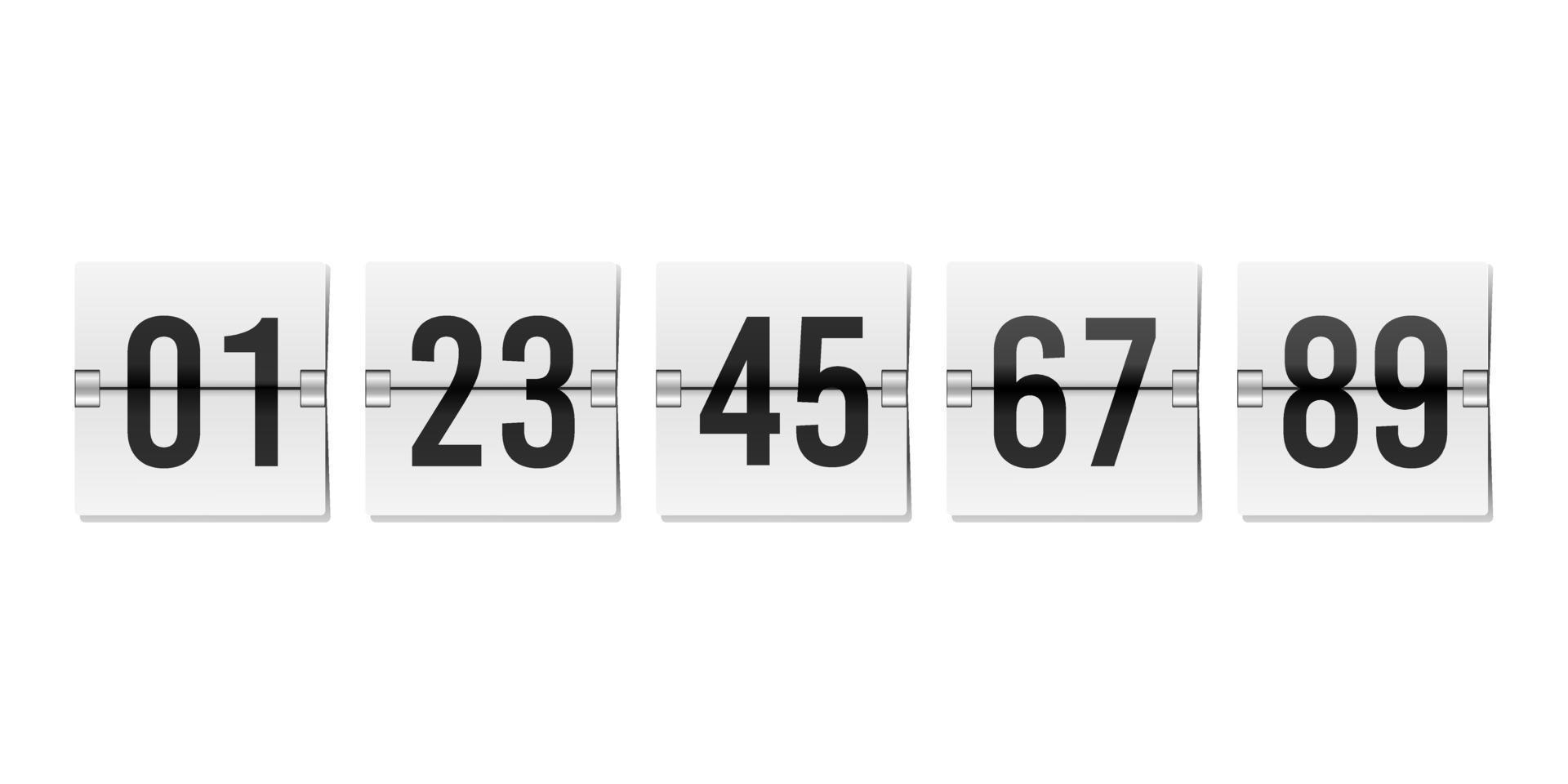 Flip countdown timer numbers on transparent Vector Image