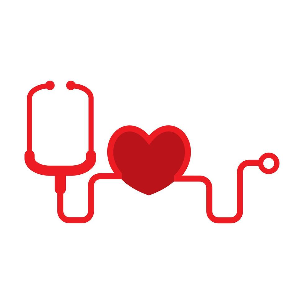 Stethoscope and heart beat vector design. Health and medicine symbol.