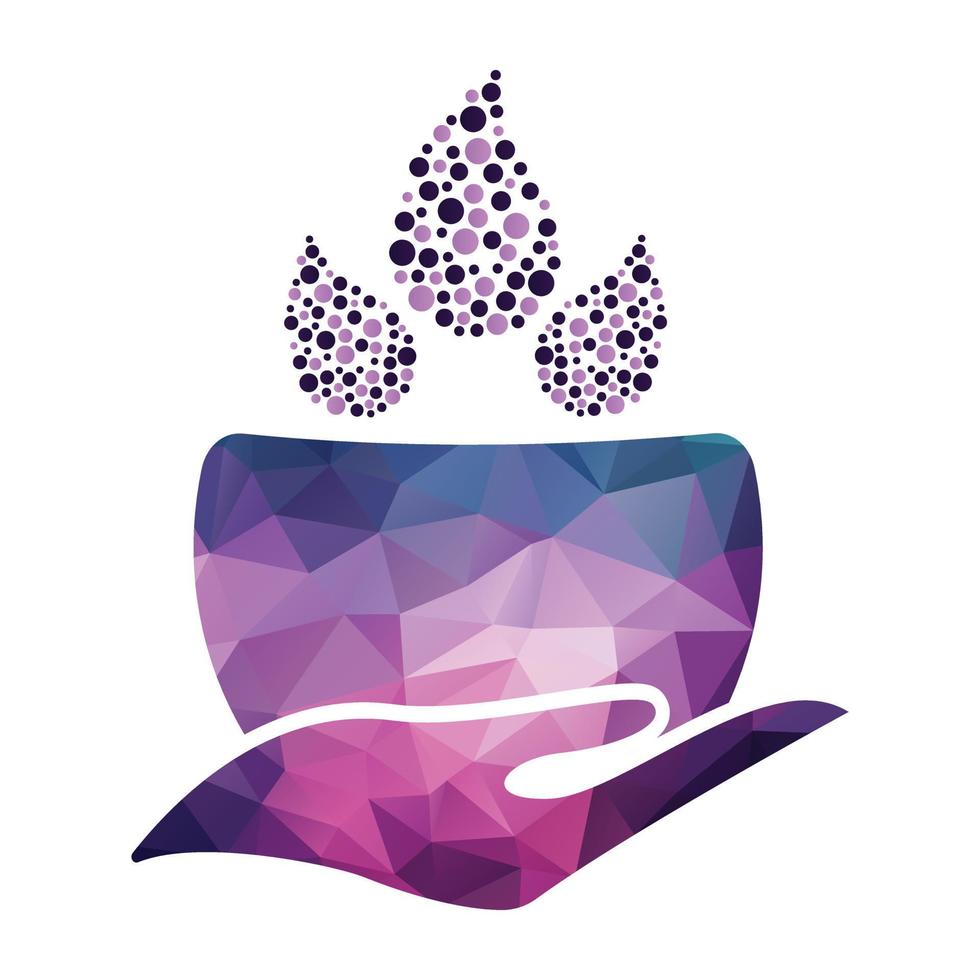 Sauna bowl plant vector template design. Oil Drops and Sauna bowl logo design.