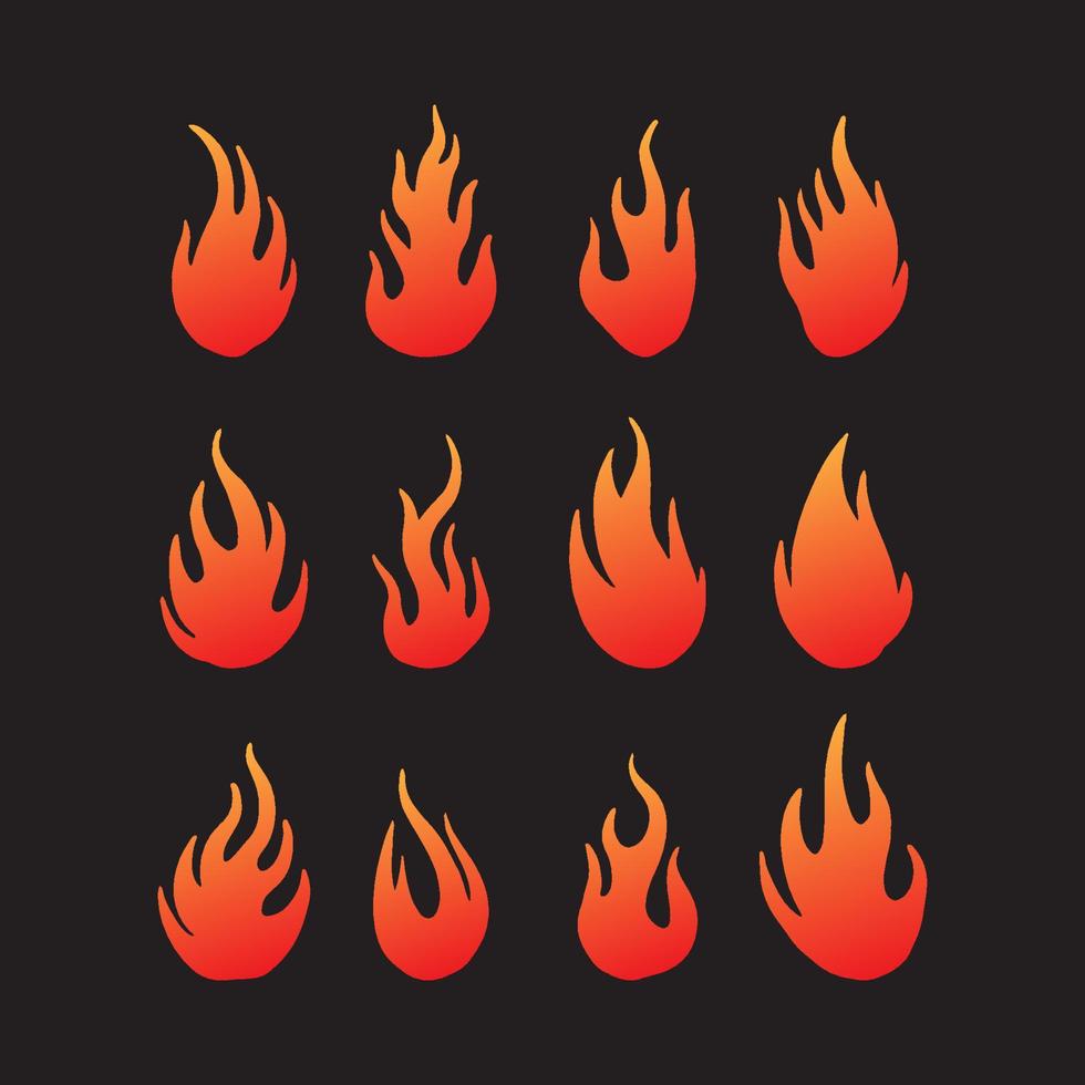 Flame fire collection. vector