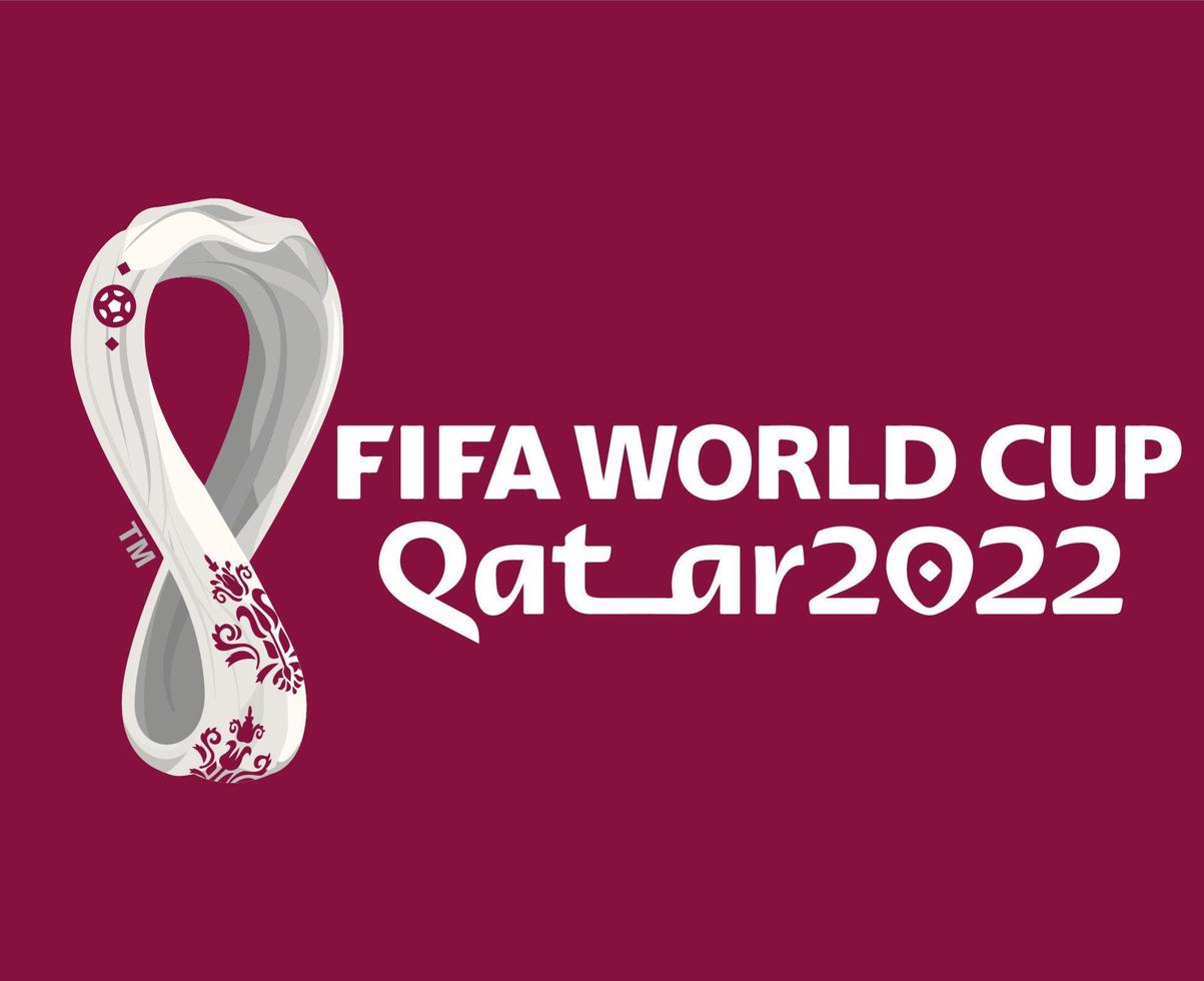 copa mundial de la fifa qatar 2022 símbolo logotipo oficial campeón mundial diseño de ilustración abstracta vectorial con fondo granate vector