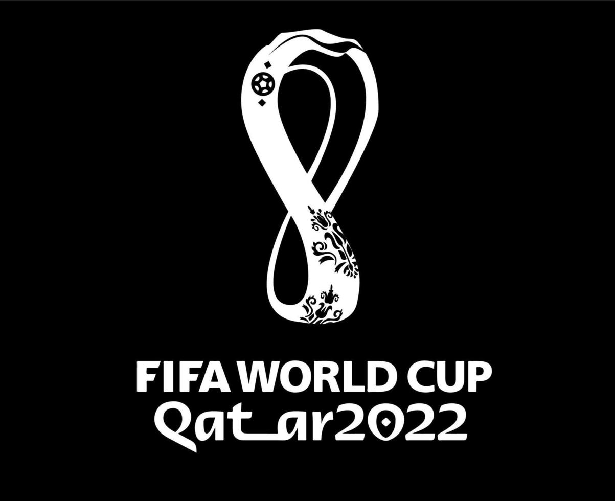 copa mundial de la fifa qatar 2022 logotipo oficial campeón blanco símbolo diseño vector ilustración abstracta con fondo negro