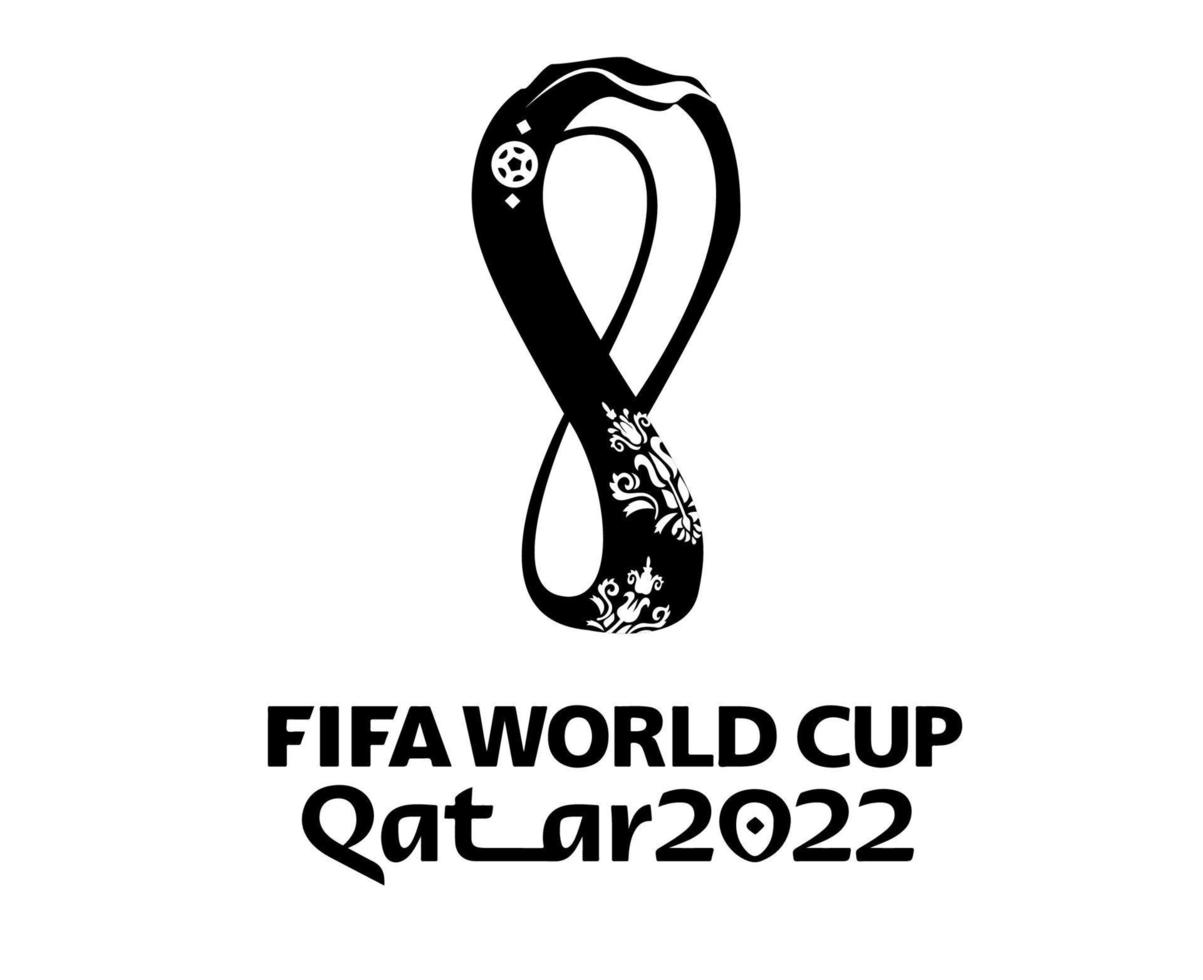 copa mundial de la fifa qatar 2022 logotipo oficial campeón negro símbolo diseño vector ilustración abstracta con fondo blanco